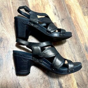 Womens Dansko Nina Brown Leather Slingback Heeled Sandals Size EU 41